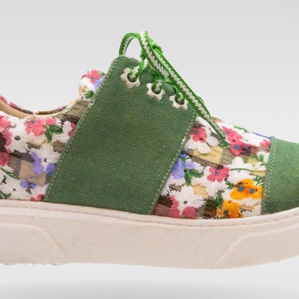NEW "The Grass Is Greenest" Sneakers Green & Floral Design Nix + Ness Size 6.5